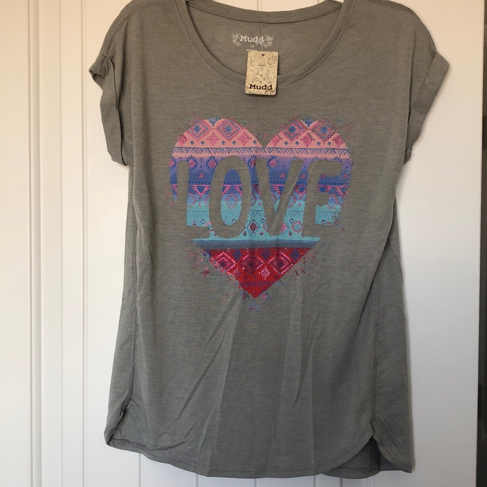 Mudd Shirt Girls Size 14 Gray Short Sleeve Top LOVE NWT